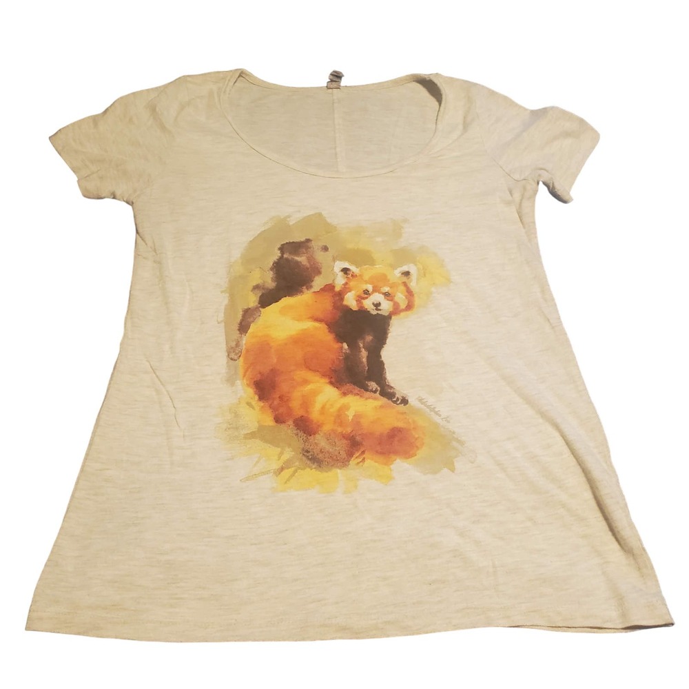 Philadelphia Zoo Sz S Red Panda Round Neck Light Gray Tee